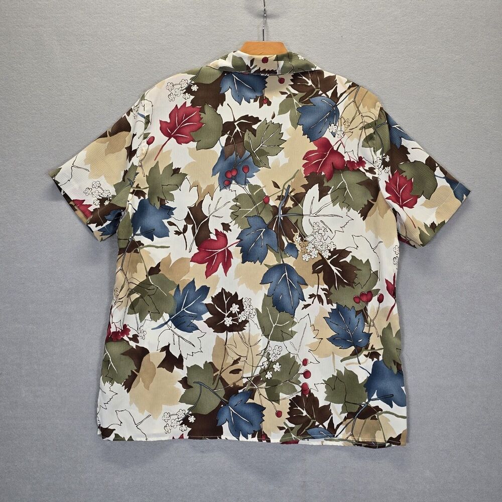 Alfred Dunner Blouse Top 14 Floral Leaf Button Up Short Sleeve Collar Crepe - Picture 2 of 10